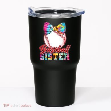 Cute Tie Dye Baseball Sister Tumbler