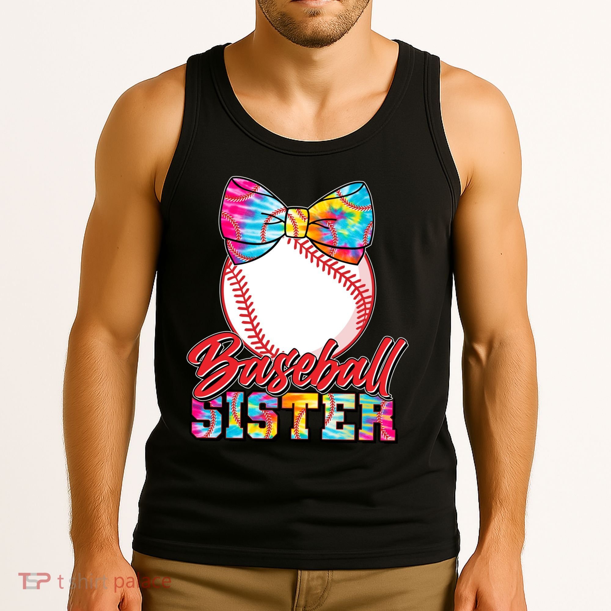 Cute Tie Dye Baseball Sister Tank Top