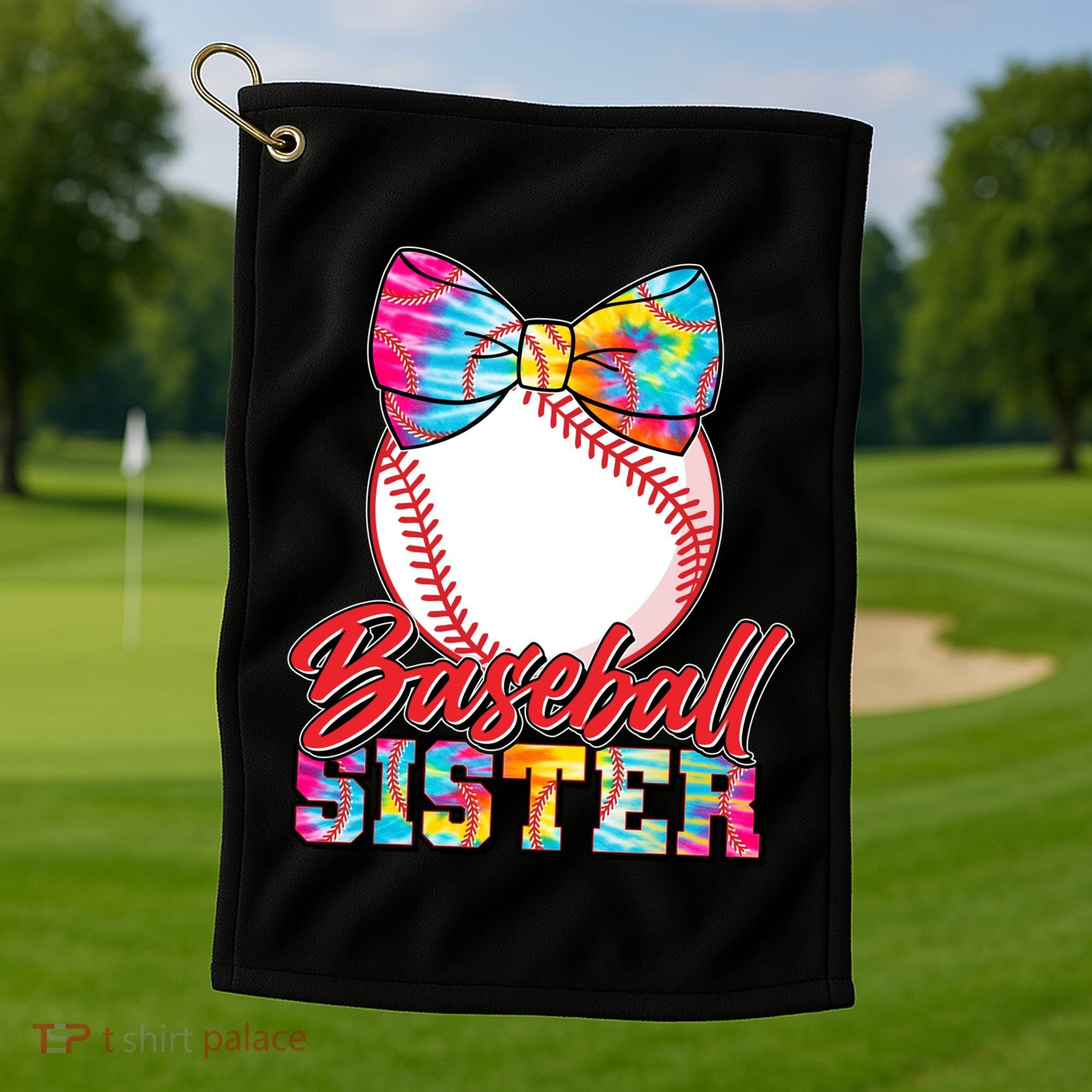 Cute Tie Dye Baseball Sister Golf Towel