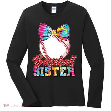 Cute Tie Dye Baseball Sister Women's Long Sleeve Shirt