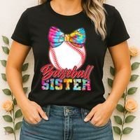 Cute Tie Dye Baseball Sister Women's T-Shirt thumb 2