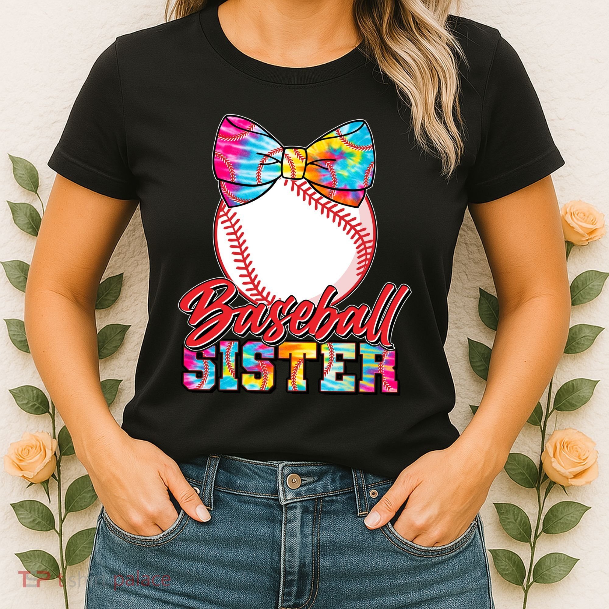 Cute Tie Dye Baseball Sister Women's T-Shirt