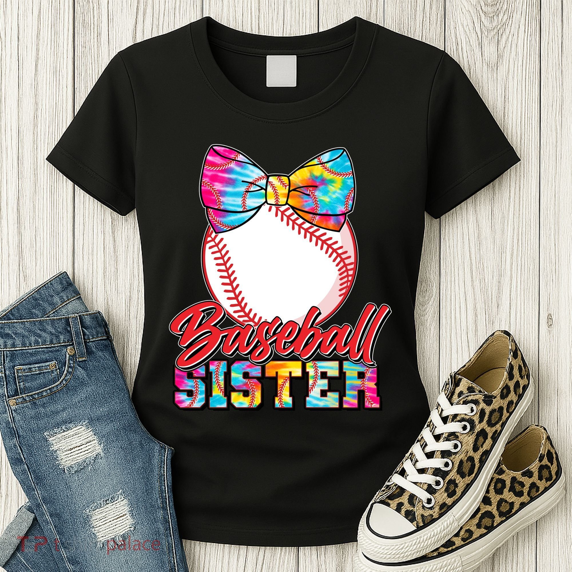 Cute Tie Dye Baseball Sister Women's T-Shirt