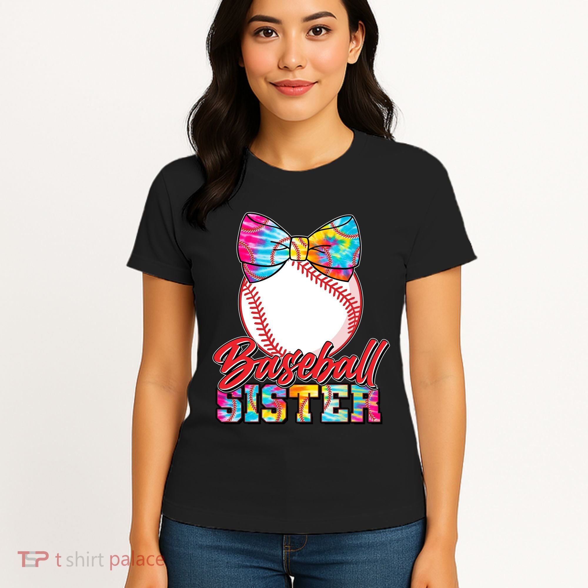 Cute Tie Dye Baseball Sister Women's T-Shirt