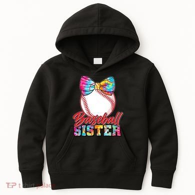 Cute Tie Dye Baseball Sister Kids Hoodie