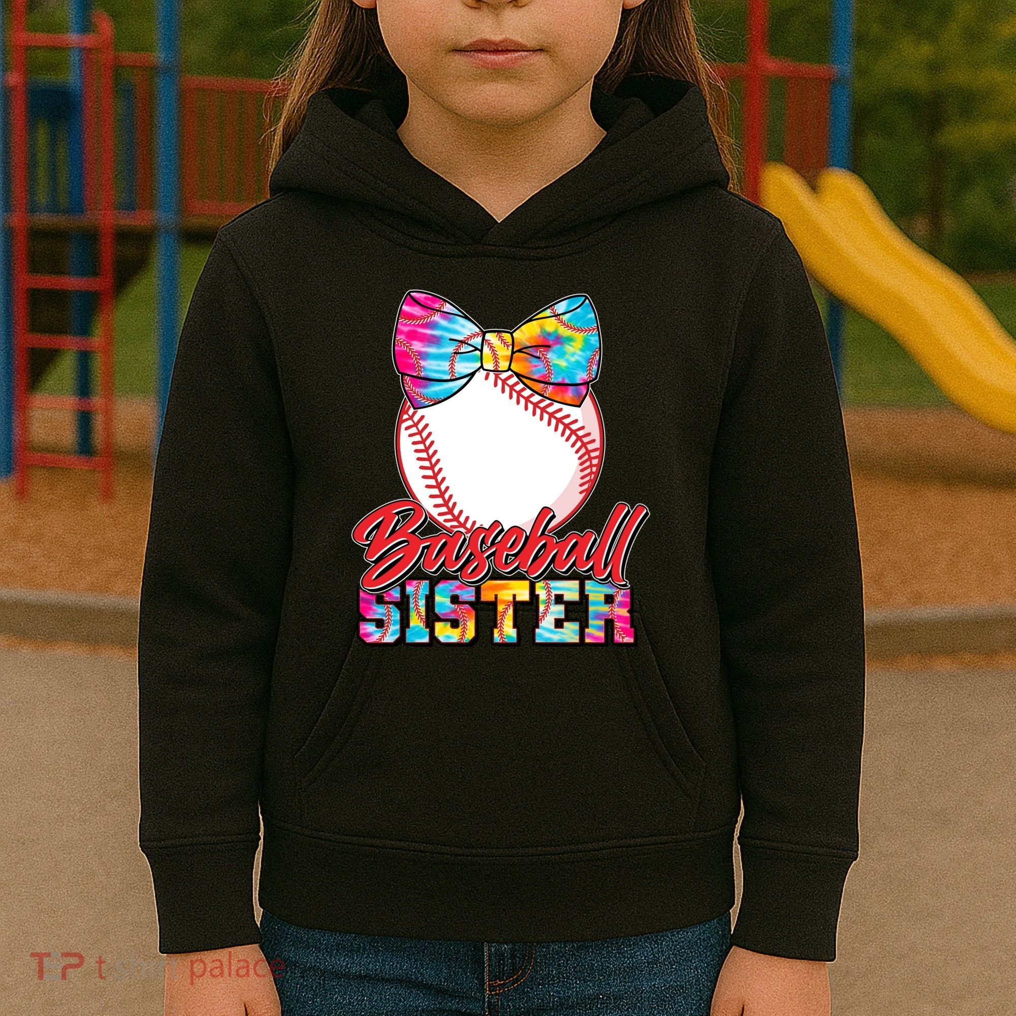 Cute Tie Dye Baseball Sister Kids Hoodie