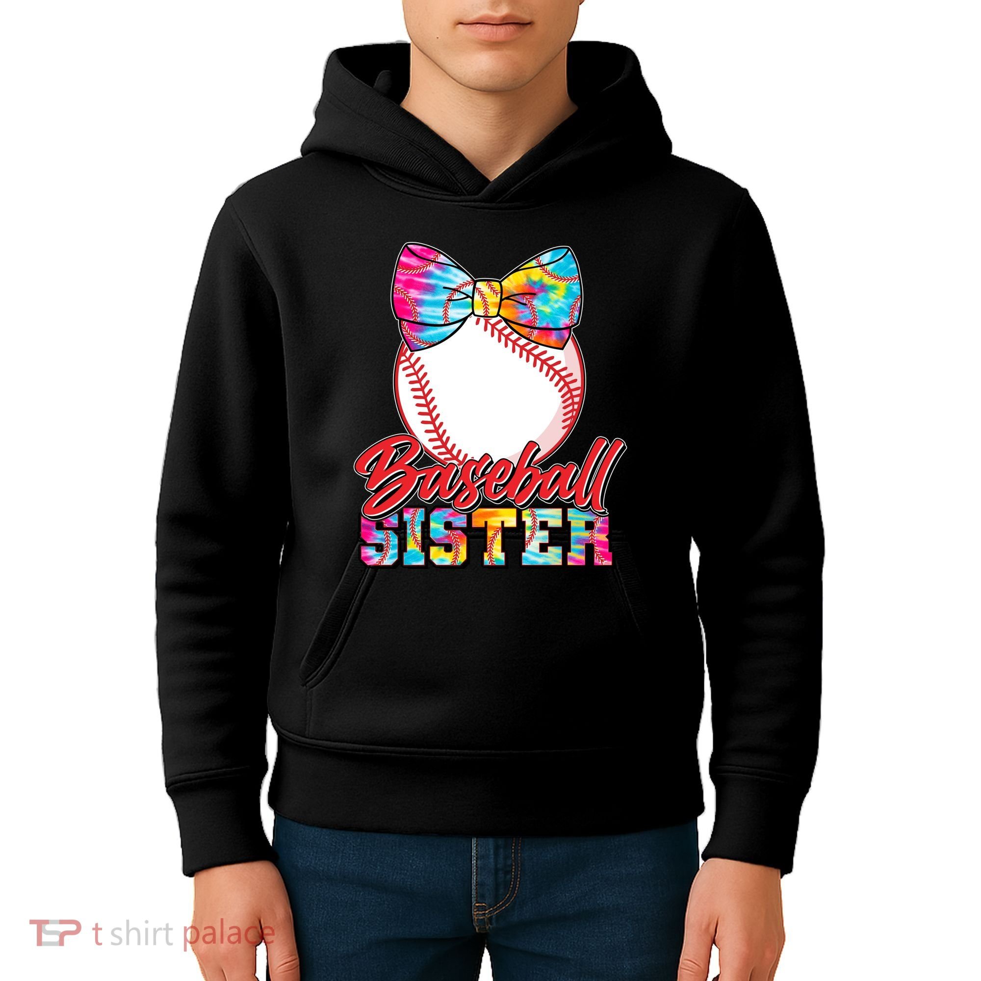 Cute Tie Dye Baseball Sister Kids Hoodie