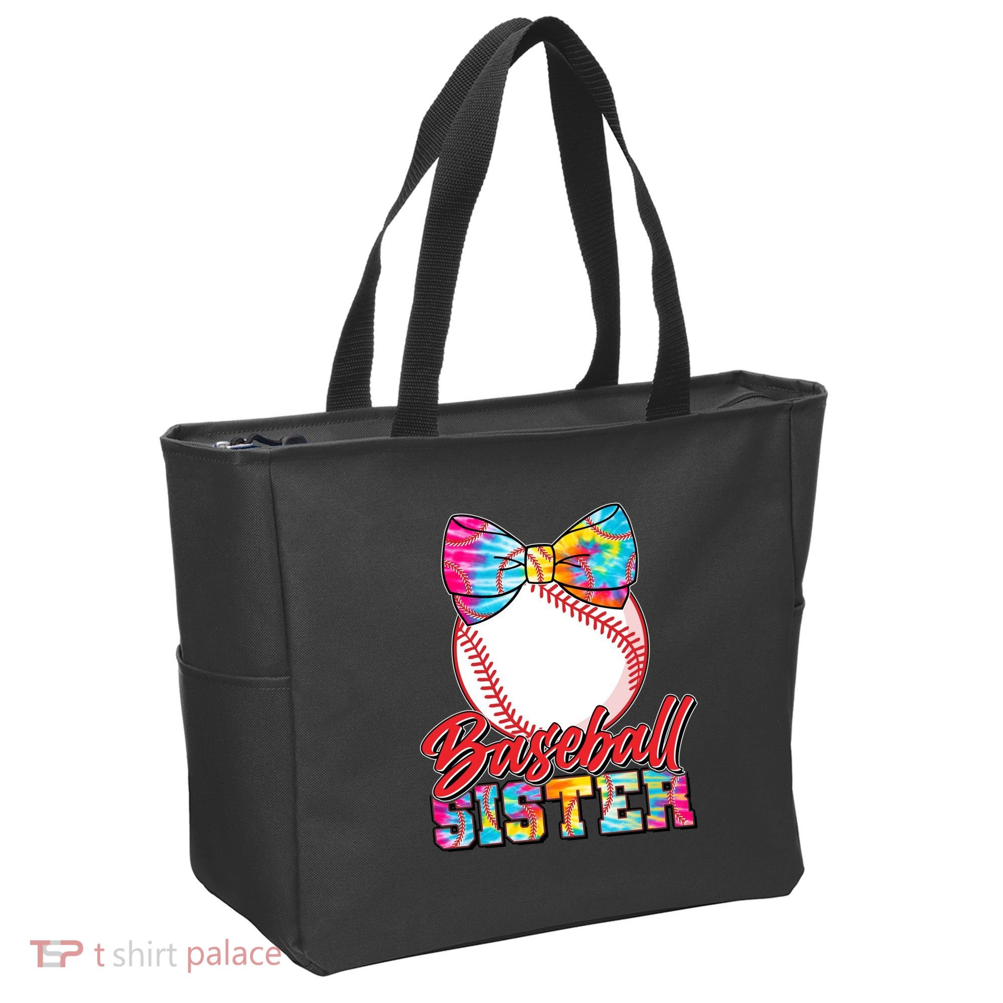 Cute Tie Dye Baseball Sister Tote Bag