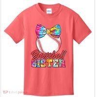 Cute Tie Dye Baseball Sister Kids T-Shirt thumb 0