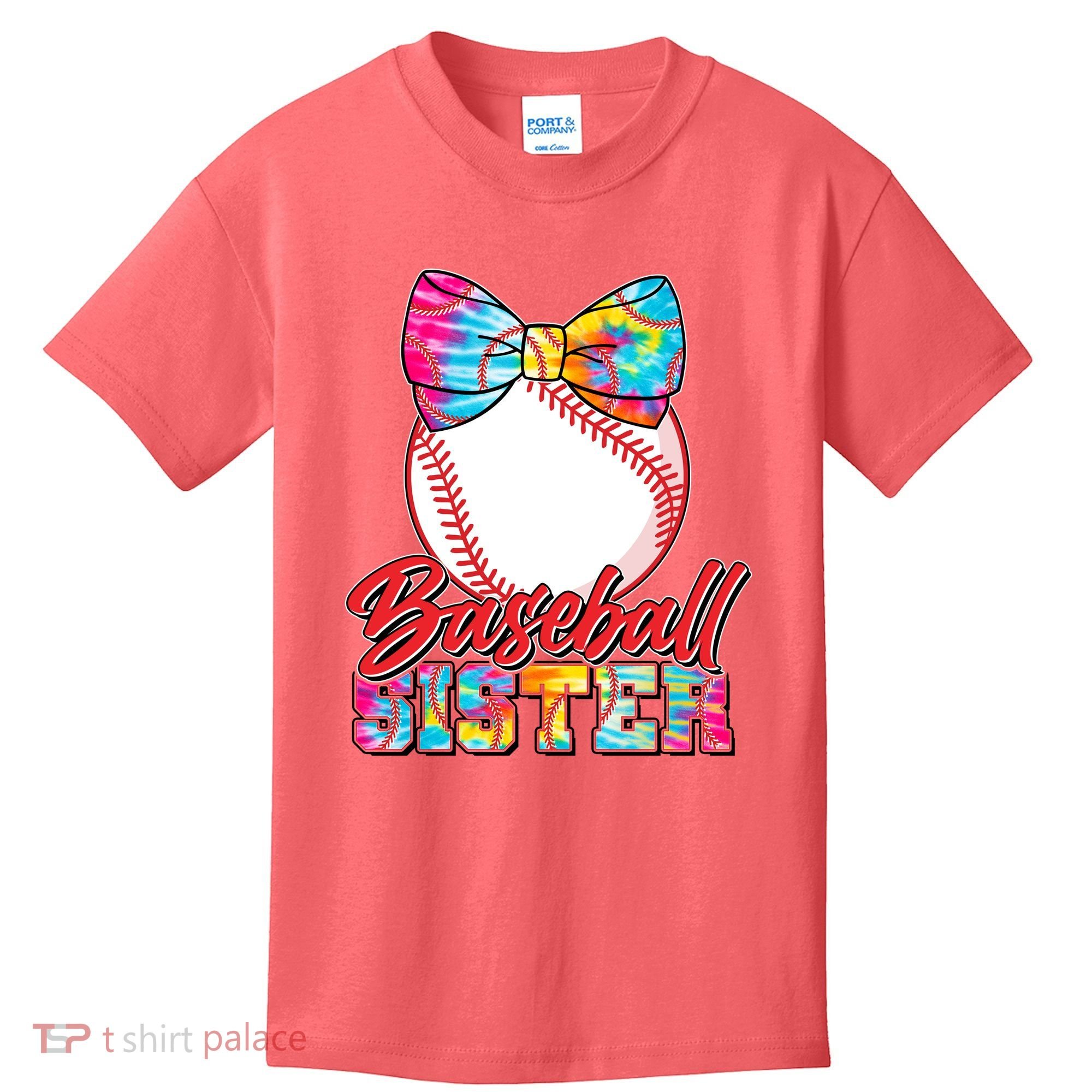 Cute Tie Dye Baseball Sister Kids T-Shirt