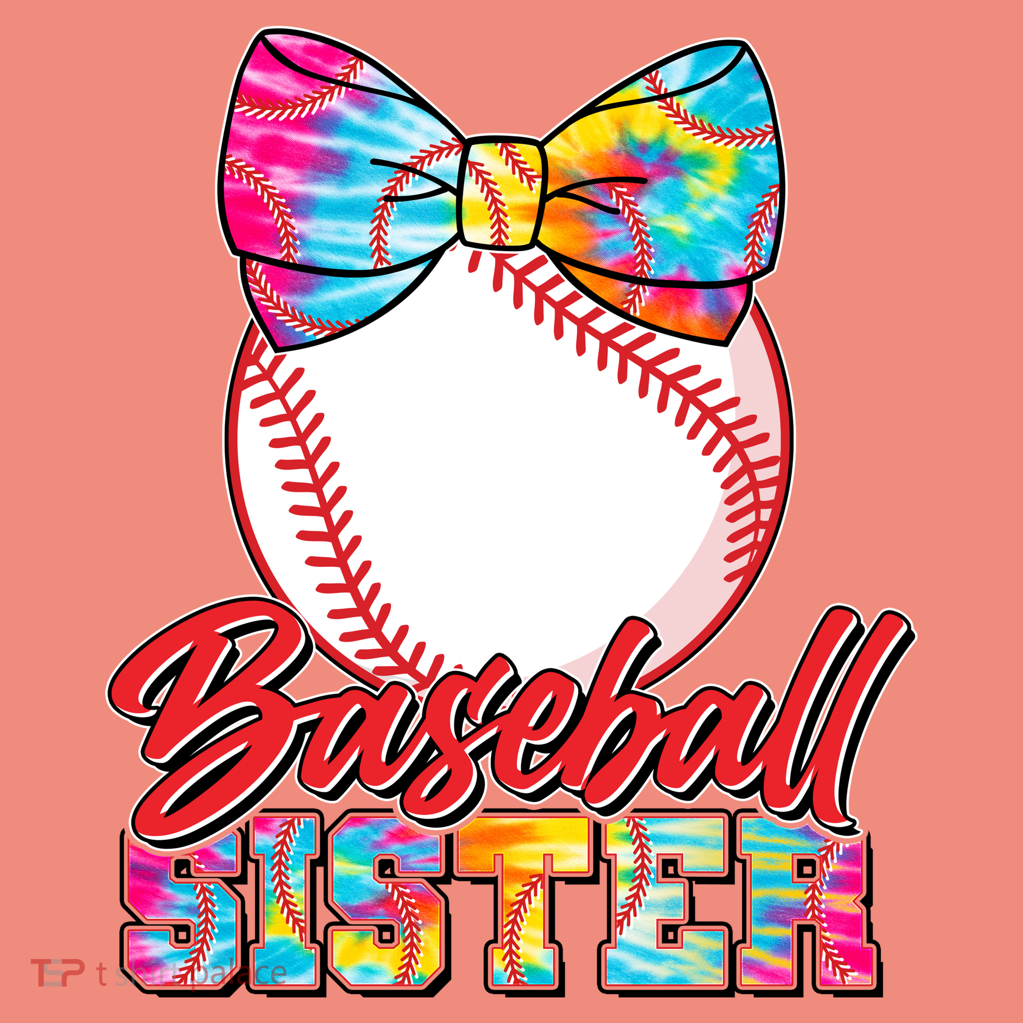 Cute Tie Dye Baseball Sister Kids T-Shirt