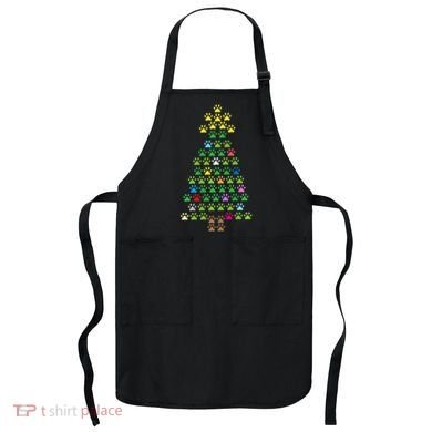 Christmas Tree Dog Paws Christmas Lights Apron