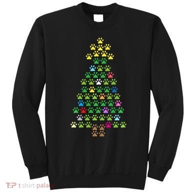 Christmas Tree Dog Paws Christmas Lights Sweatshirt