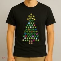 Christmas Tree Dog Paws Christmas Lights T-Shirt thumb 3
