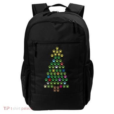 Christmas Tree Dog Paws Christmas Lights Backpack