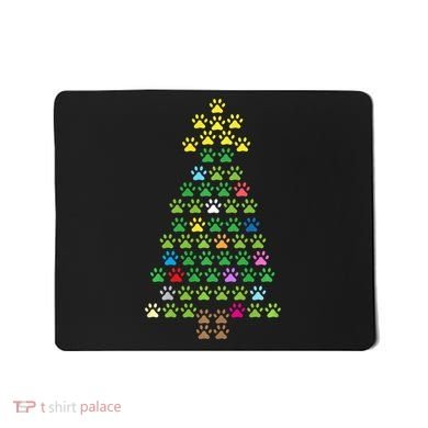 Christmas Tree Dog Paws Christmas Lights Mousepad