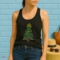 Christmas Tree Dog Paws Christmas Lights Women's Tank Top thumb 2