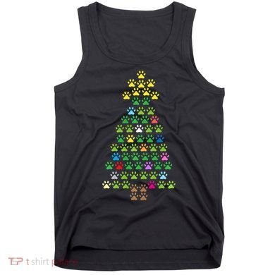 Christmas Tree Dog Paws Christmas Lights Tank Top