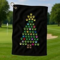 Christmas Tree Dog Paws Christmas Lights Golf Towel thumb 1