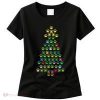 Christmas Tree Dog Paws Christmas Lights Women's T-Shirt thumb 0