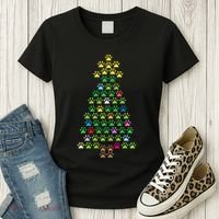 Christmas Tree Dog Paws Christmas Lights Women's T-Shirt thumb 3