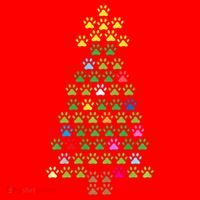 Christmas Tree Dog Paws Christmas Lights Santa Hat thumb 1