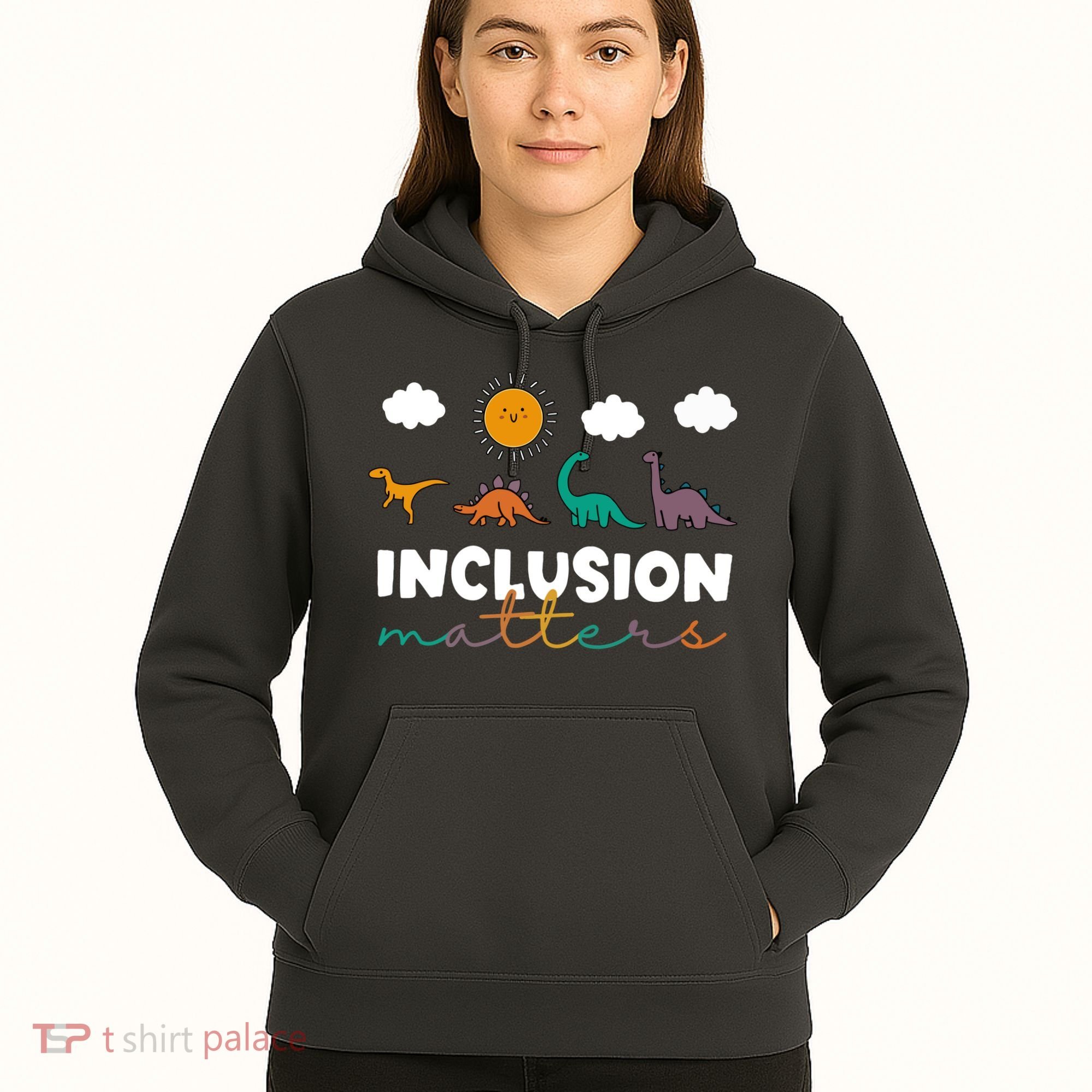 Cute TRex Dinosaur Inclusion Teacher Matters Special Education Gift Hoodie