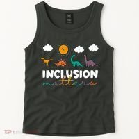 Cute TRex Dinosaur Inclusion Teacher Matters Special Education Gift Tank Top thumb 2