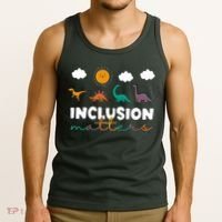 Cute TRex Dinosaur Inclusion Teacher Matters Special Education Gift Tank Top thumb 3