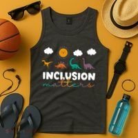 Cute TRex Dinosaur Inclusion Teacher Matters Special Education Gift Tank Top thumb 4