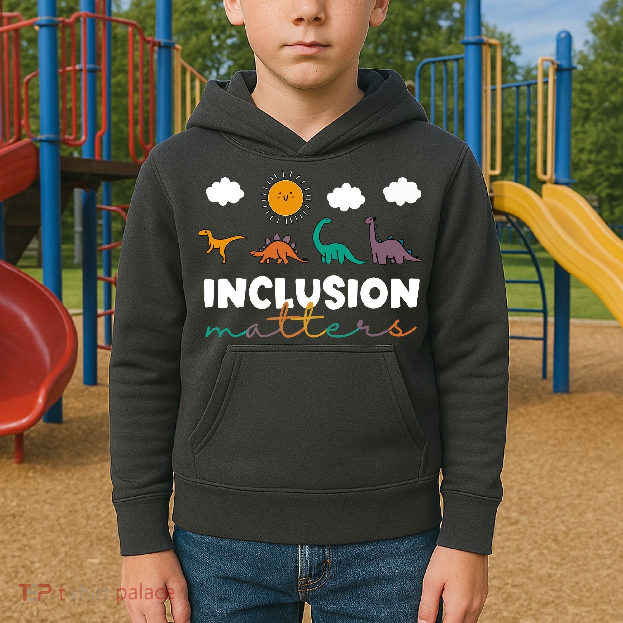 Cute TRex Dinosaur Inclusion Teacher Matters Special Education Gift Kids Hoodie