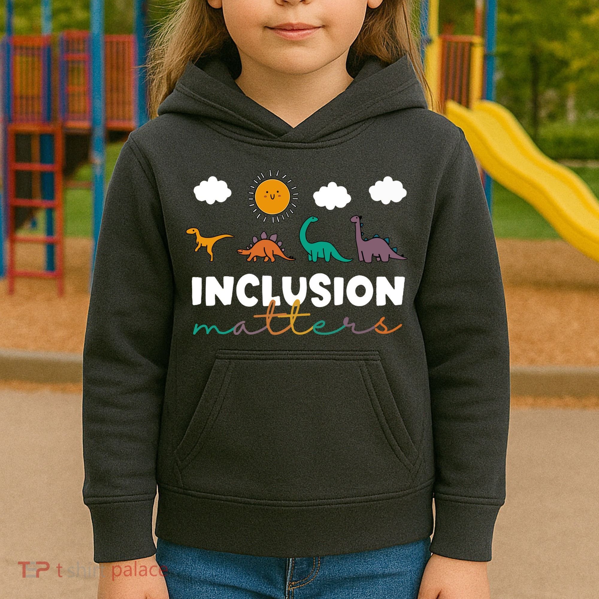 Cute TRex Dinosaur Inclusion Teacher Matters Special Education Gift Kids Hoodie