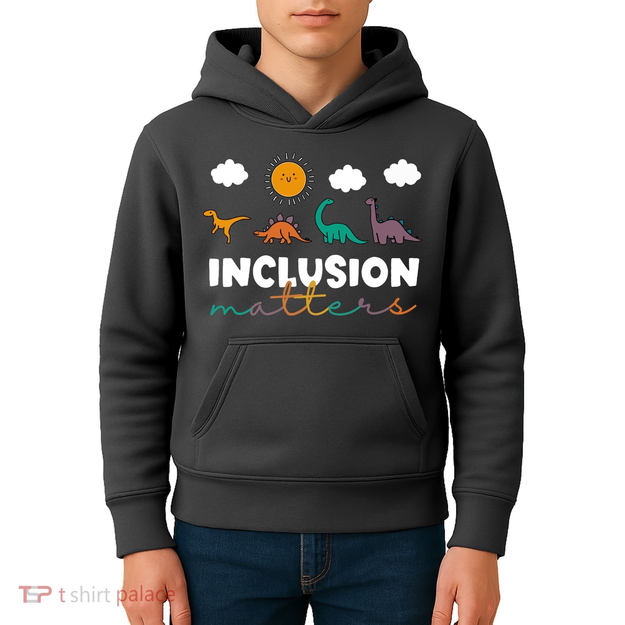 Cute TRex Dinosaur Inclusion Teacher Matters Special Education Gift Kids Hoodie