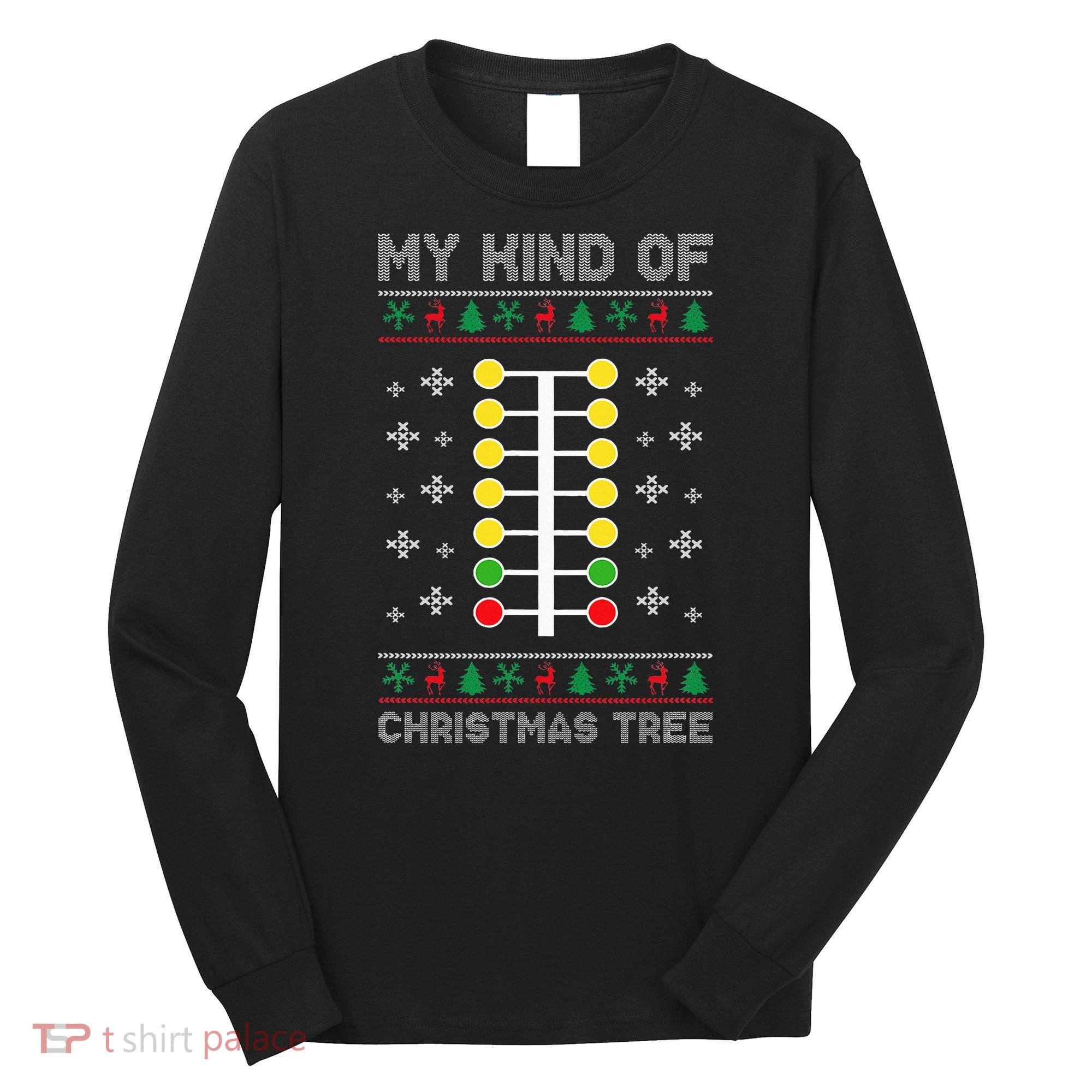 Christmas Tree Drag Racing Xmas Gift Long Sleeve Shirt