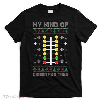 Christmas Tree Drag Racing Xmas Gift T-Shirt