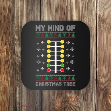 Christmas Tree Drag Racing Xmas Gift Coaster