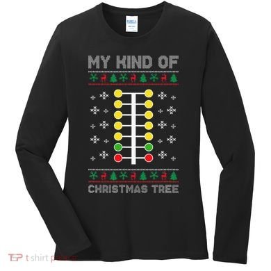 Christmas Tree Drag Racing Xmas Gift Women's Long Sleeve Shirt
