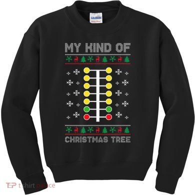 Christmas Tree Drag Racing Xmas Gift Kids Sweatshirt