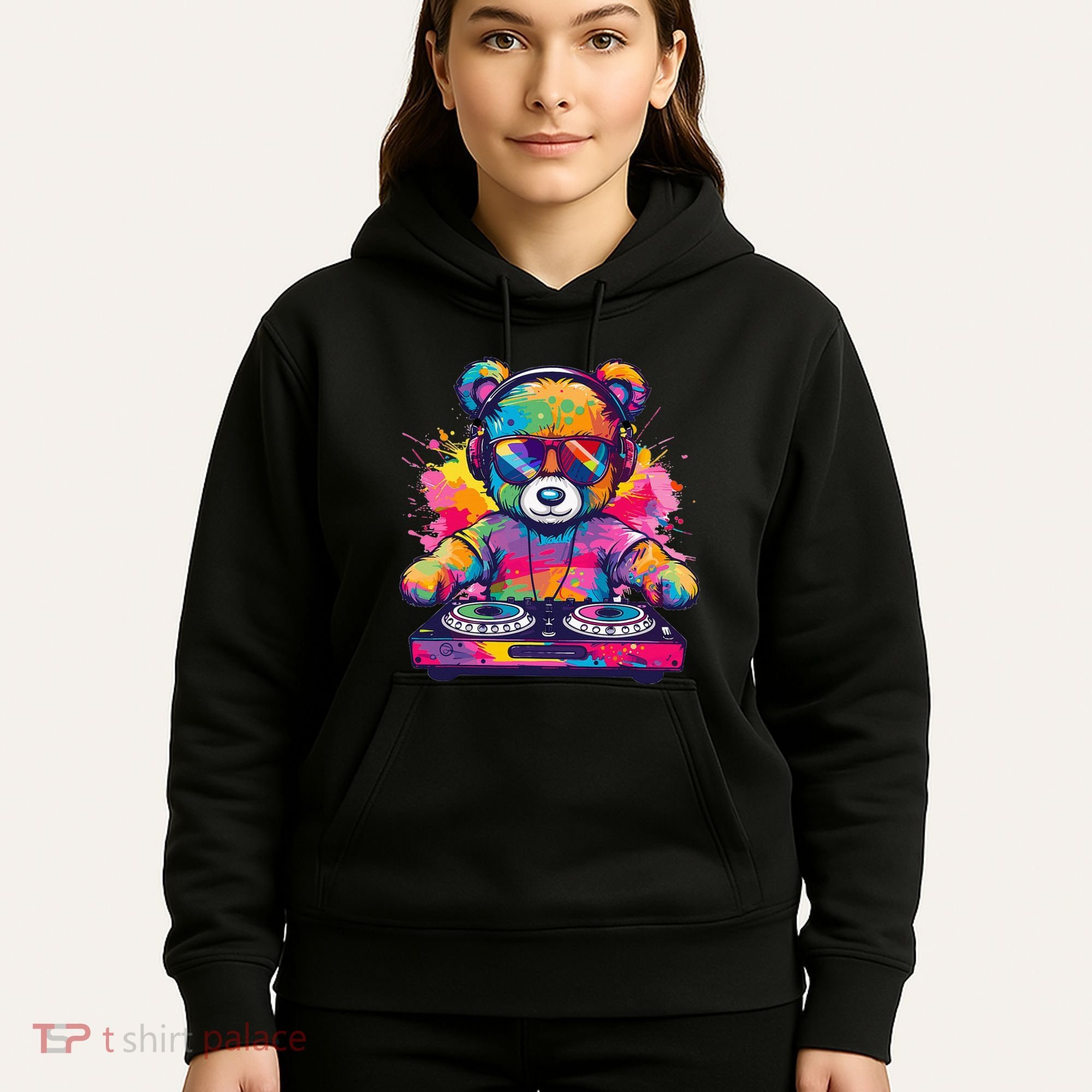 Cartoon Teddy Dj Hoodie