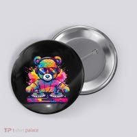 Cartoon Teddy Dj Button thumb 0