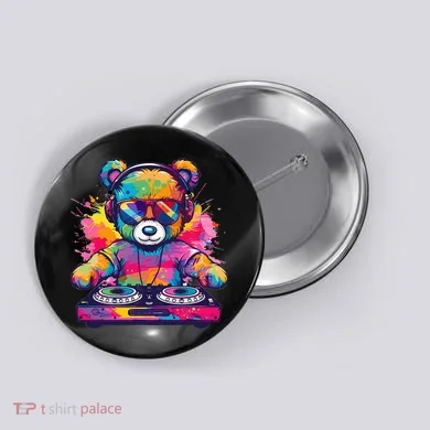 Cartoon Teddy Dj Button