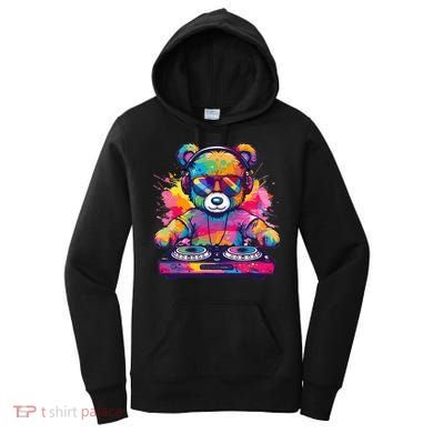 Cartoon Teddy Dj Women's Hoodie
