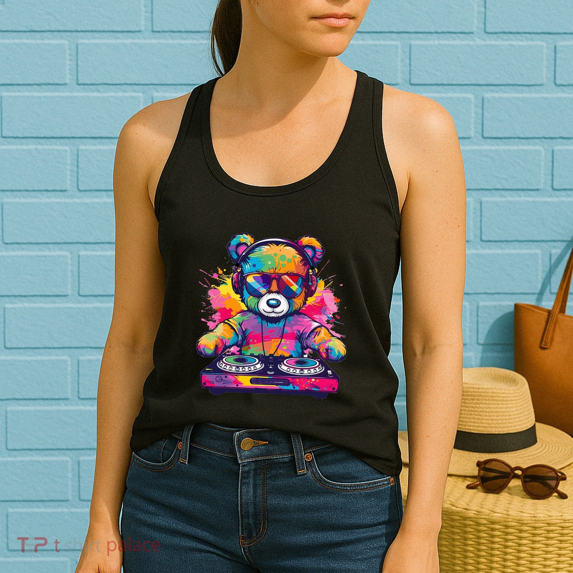 Cartoon Teddy Dj Women's Tank Top
