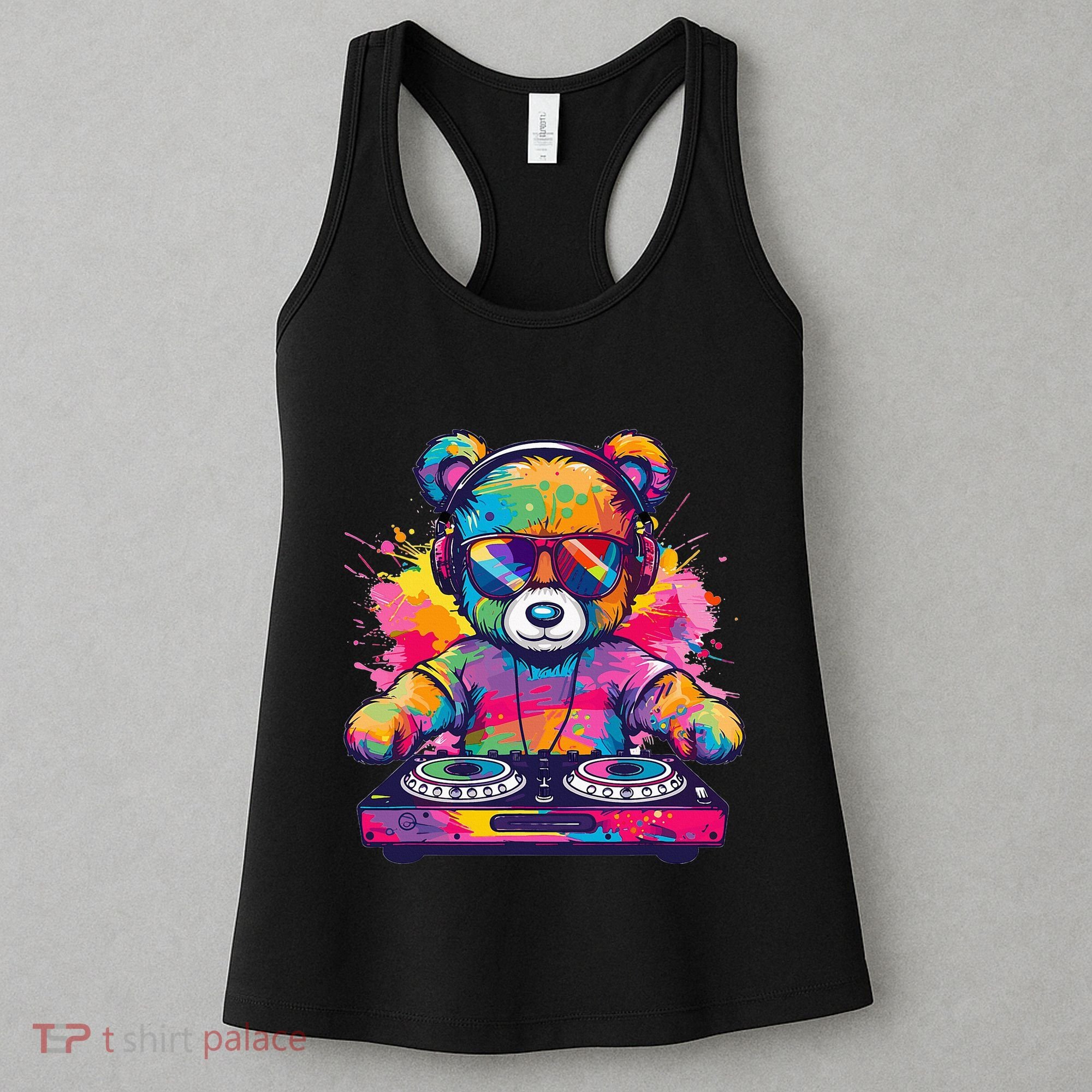 Cartoon Teddy Dj Women's Tank Top