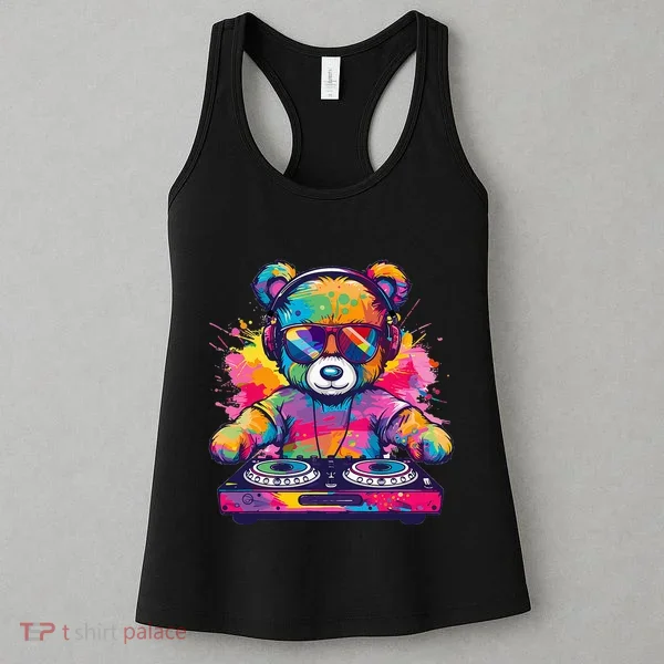Cartoon Teddy Dj Women's Tank Top