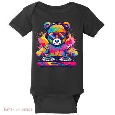 Cartoon Teddy Dj Baby Bodysuit