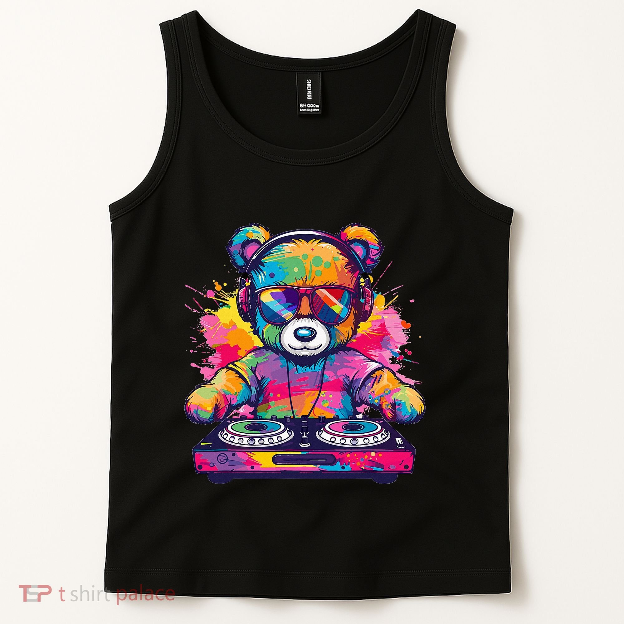 Cartoon Teddy Dj Tank Top