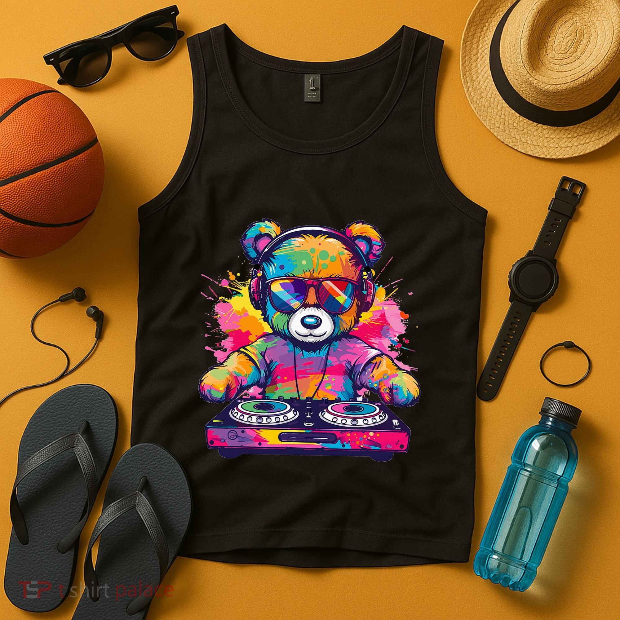 Cartoon Teddy Dj Tank Top