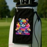Cartoon Teddy Dj Golf Towel thumb 2
