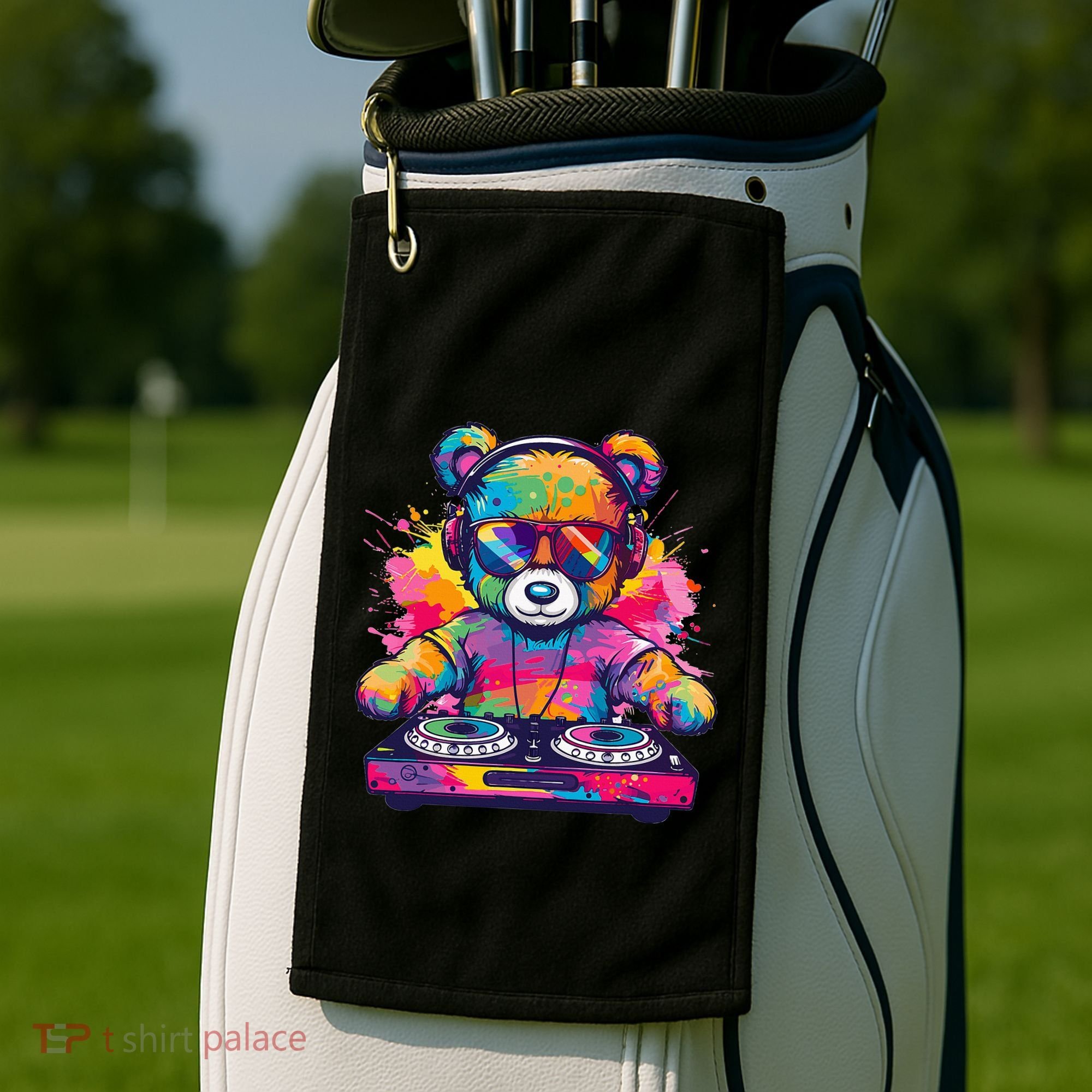 Cartoon Teddy Dj Golf Towel